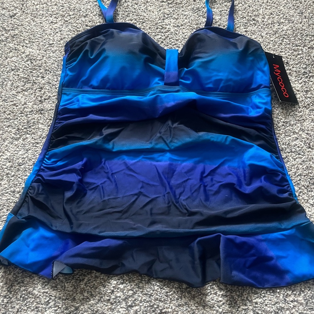 Mycoco Blue and Black Tankini Top